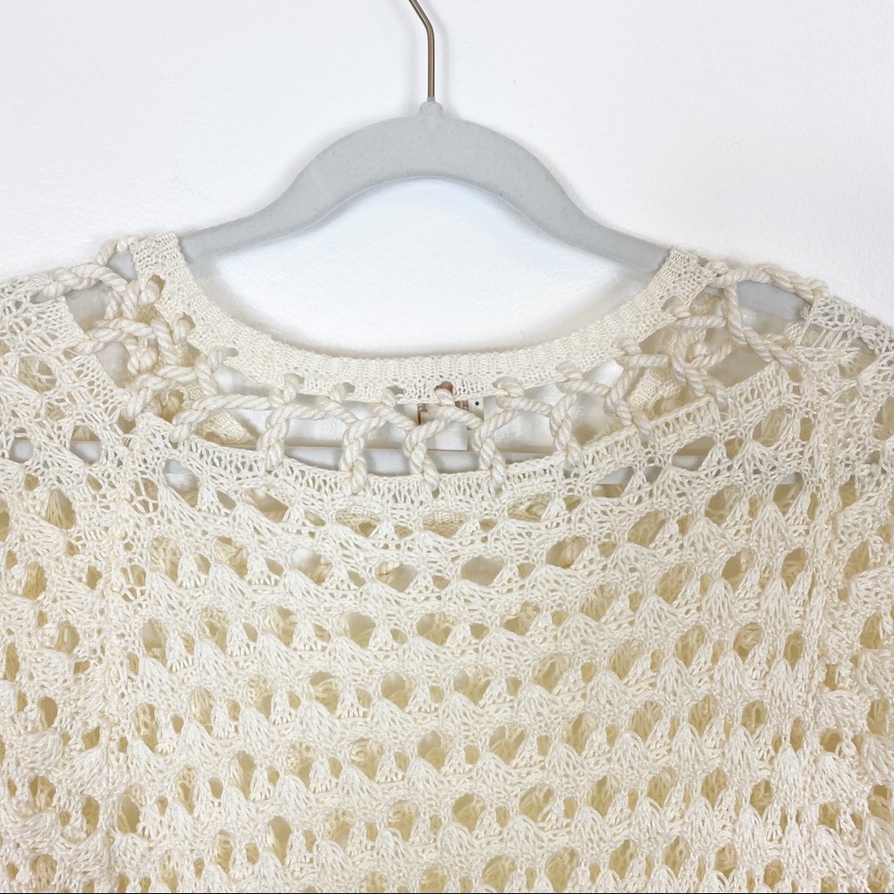 Chico's Crochet Half Sleeve Top Cream Size Small - Picture 5 of 12